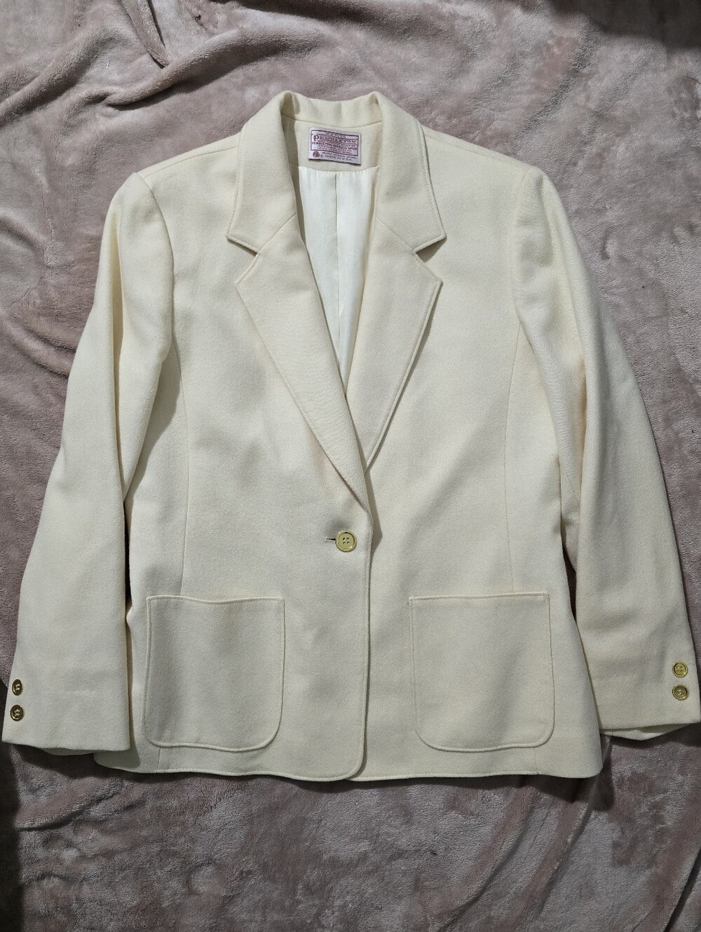 Pendleton Petite Cream White Womens Blazer 100% Virgin Wool Size 10